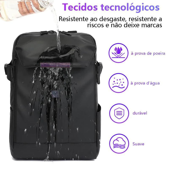 Mochila de Viagem Impermeável com grande capacidade, faixas reflexivas e design ergonômico, ideal para viagens e uso diário.