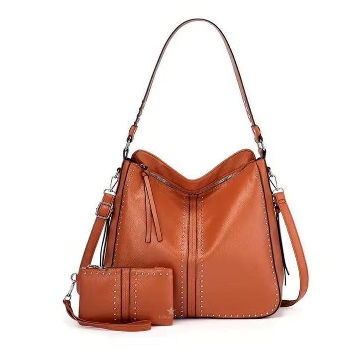 Bolsa de Couro Transversal com Carteira - Elegante e Versátil Marrom