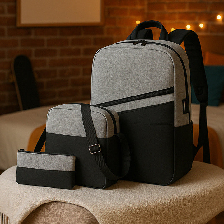 Kit Mochila, Bolsa e Estojo 3 em 1 Unissex