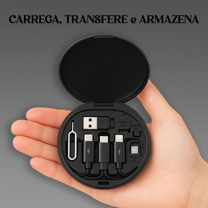 Kit Adaptador para celular, com carregador rápido e suporte embutido, ideal para viagens
