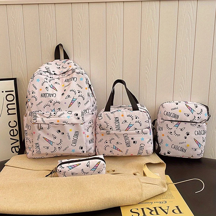 Kit Mochila Escolar Infantil 4 Peças Rosa