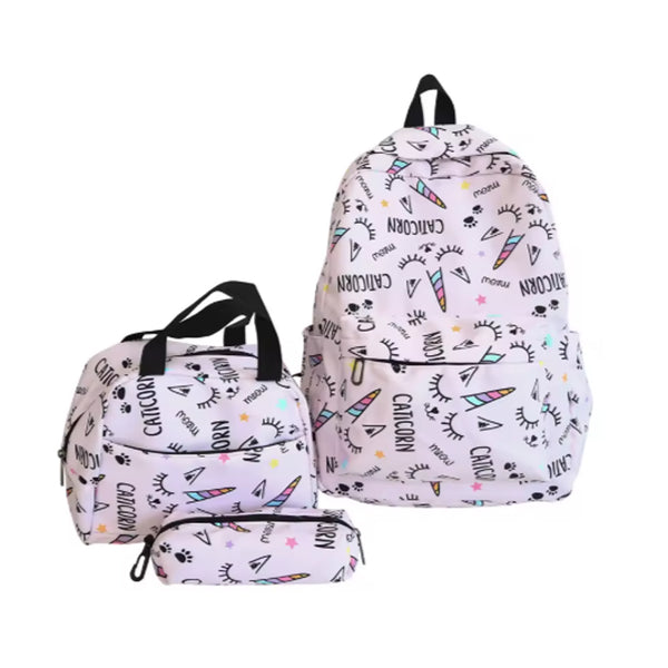 Kit Mochila Escolar Infantil 4 Peças com Estojo Unicórnio