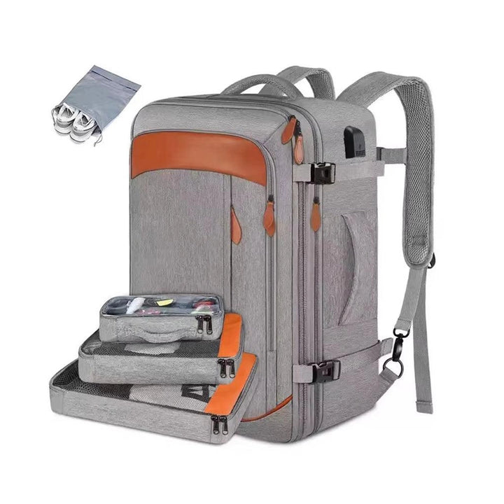 Mochila de Viagem Expansível com 3 Necessaires - VersaBag Cinza