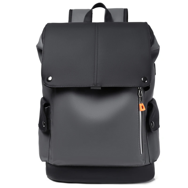 Mochila Masculina de Couro Cinza Escuro