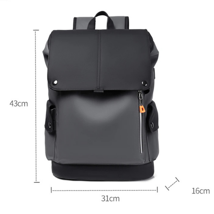 Mochila Masculina de Couro Cinza