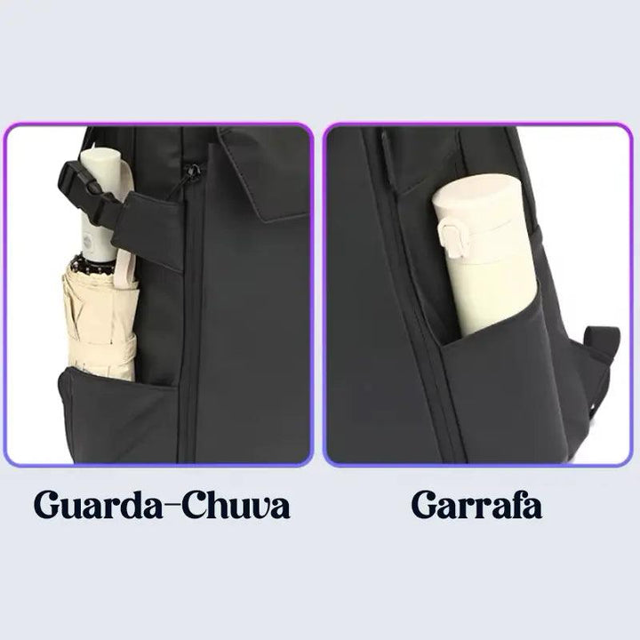 Mochila de Viagem Impermeável com grande capacidade, faixas reflexivas e design ergonômico, ideal para viagens e uso diário.