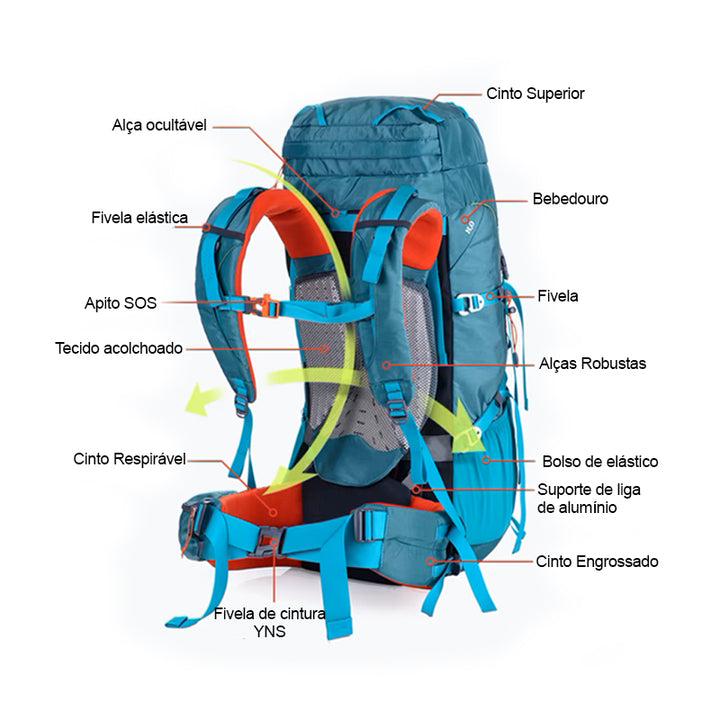 mochila de viagem para trilha 55 litros