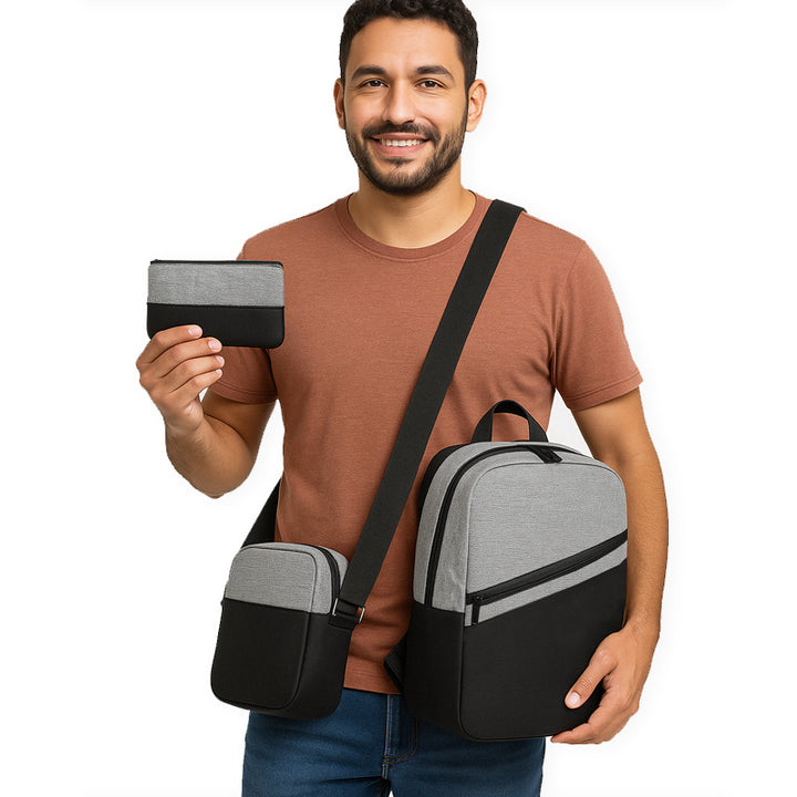 Kit Mochila, Bolsa e Estojo 3 em 1 Unissex