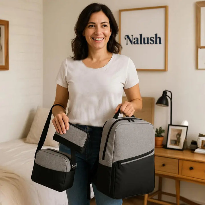 Kit Mochila, Bolsa e Estojo 3 em 1 Unissex