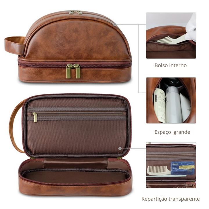 Necessaire Couro Grande para Viagem