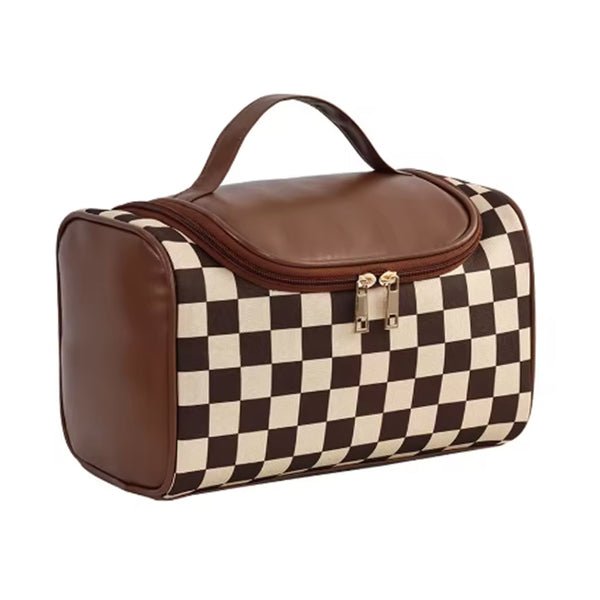 Necessaire Feminina Xadrez de Couro para Viagem