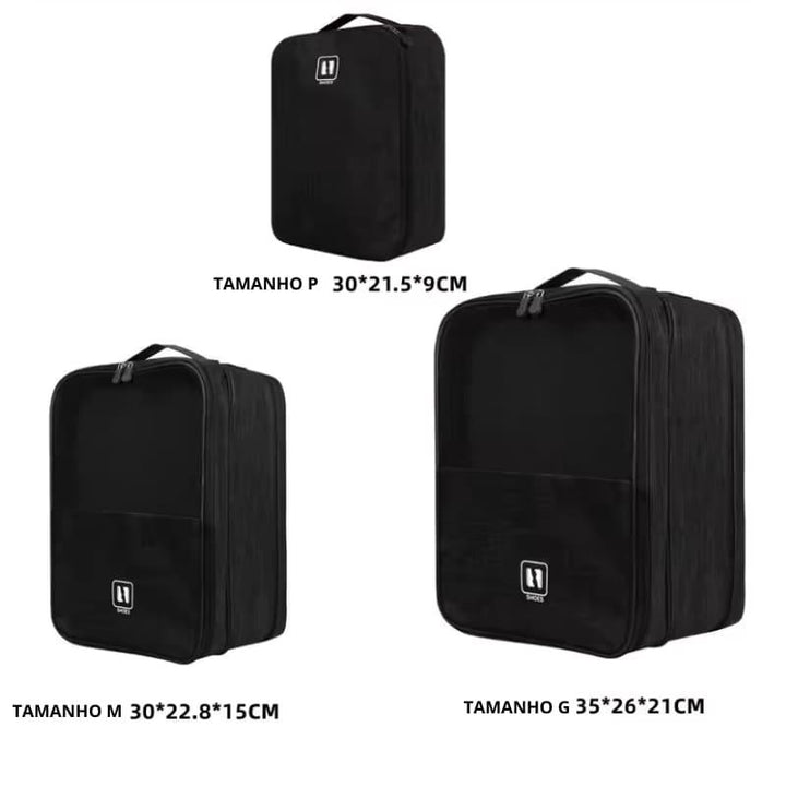 Tamanho Preto Porta Sapatos 3 em 1 – Organização Prática para Viagem