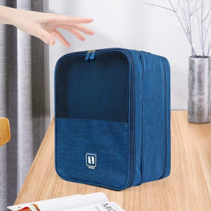 Porta Sapatos 3 em 1 – Organização Prática para Viagem Azul