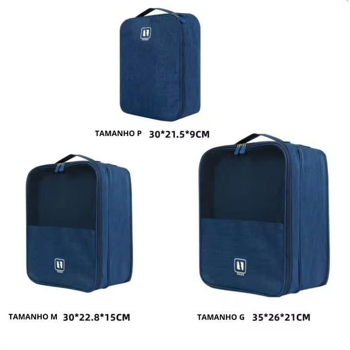 Tamanho Azul Porta Sapatos 3 em 1 – Organização Prática para Viagem