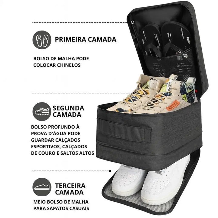 Porta Sapatos 3 em 1 – Organização Prática para Viagem