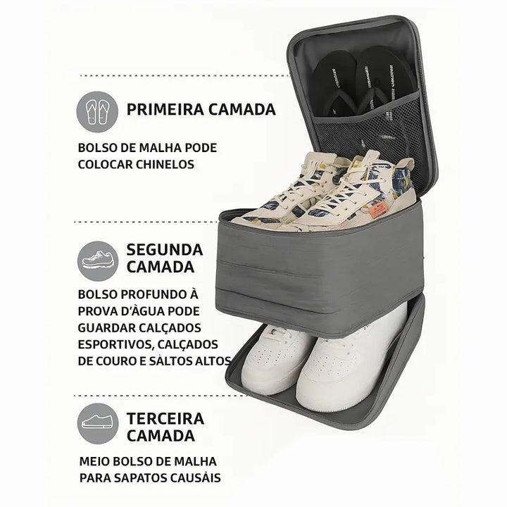 Porta Sapatos 3 em 1 – Organização Prática para Viagem