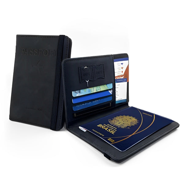 porta passaporte com Tecnologia de Bloqueio RFID