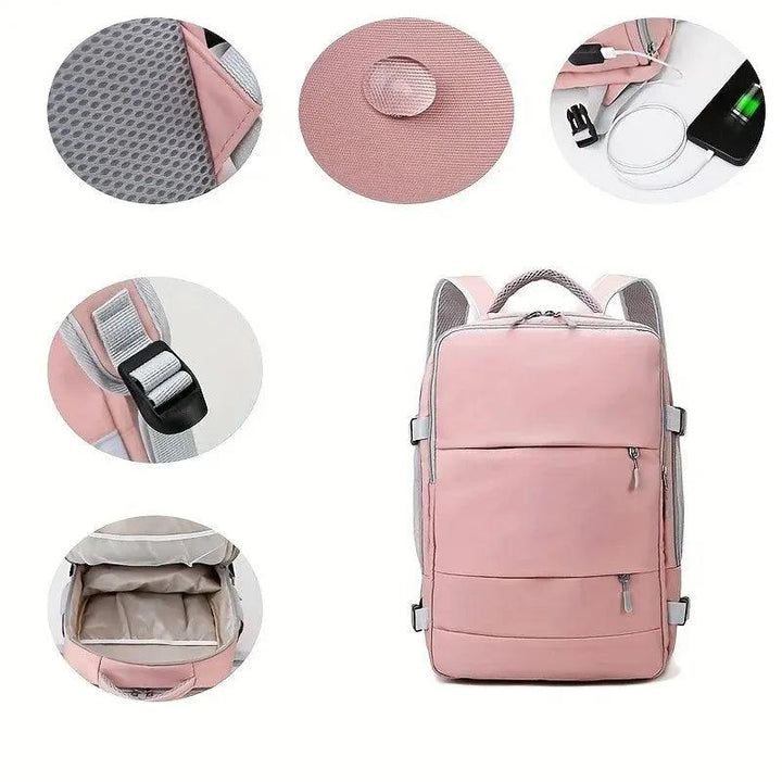 Mochila Feminina para viagens à prova d'água com compartimento para sapatos.