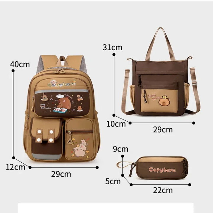 Kit mochila escolar 3 em 1 com bolsa tiracolo e estojo combinando