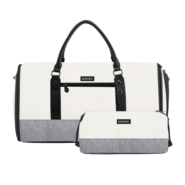 Bolsa de viagem 2 em 1 modelo garment bag com divisórias, ideal para transportar roupas sem amassar.