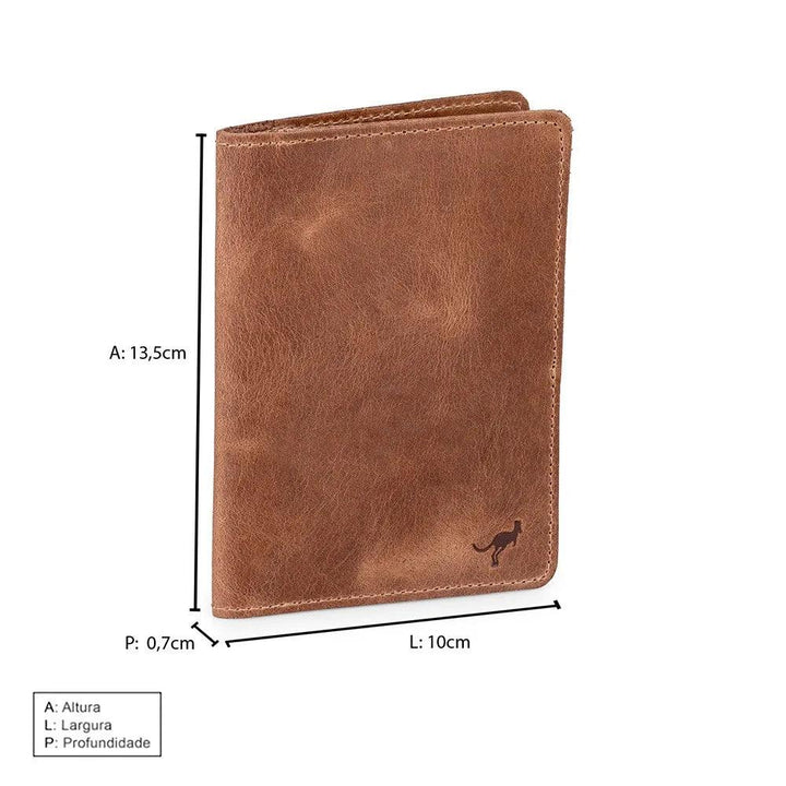 Carteira Porta-Passaporte de Couro Legítimo